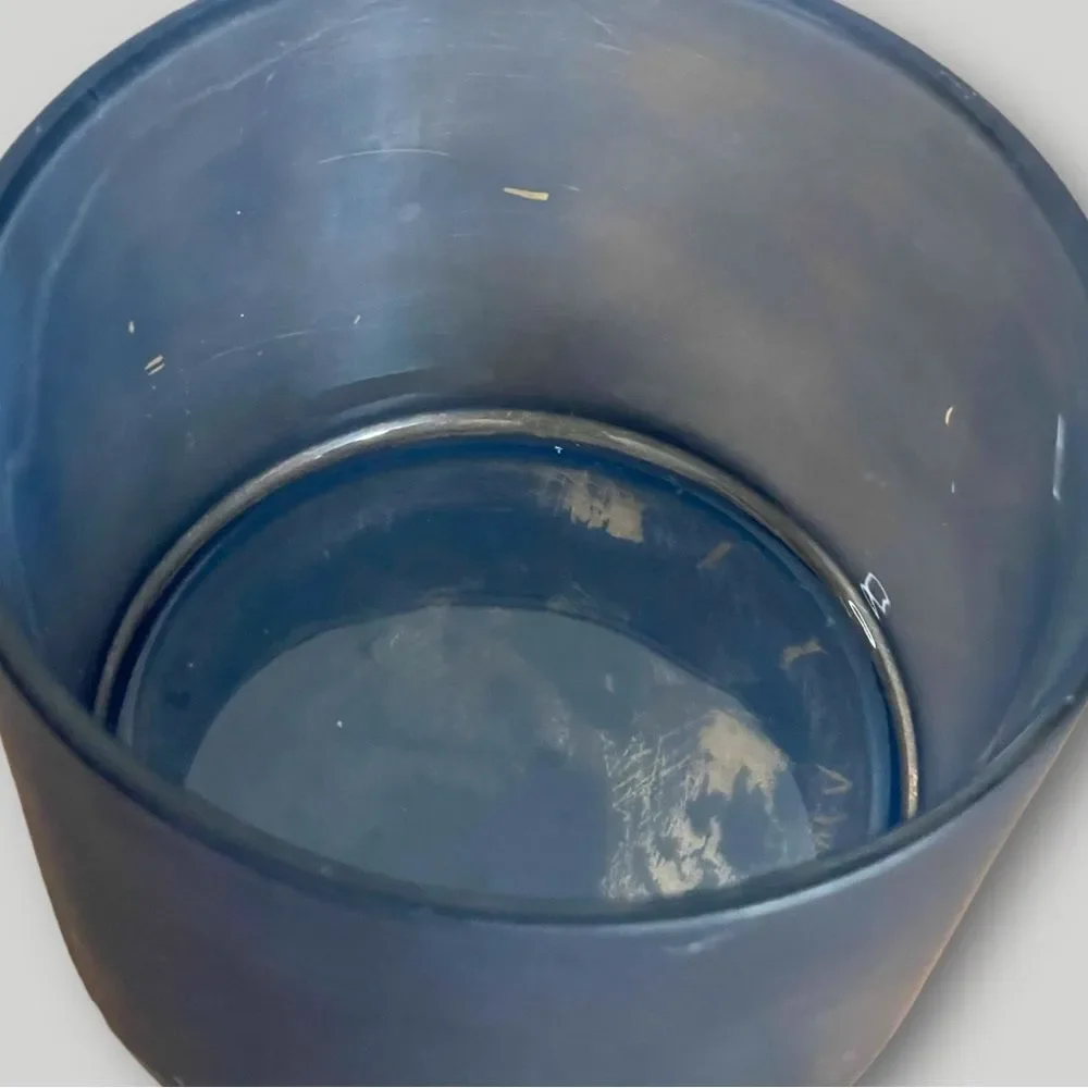 Sapphire Blue Canister with Wooden Flower Painted Sealing Lid 18 oz